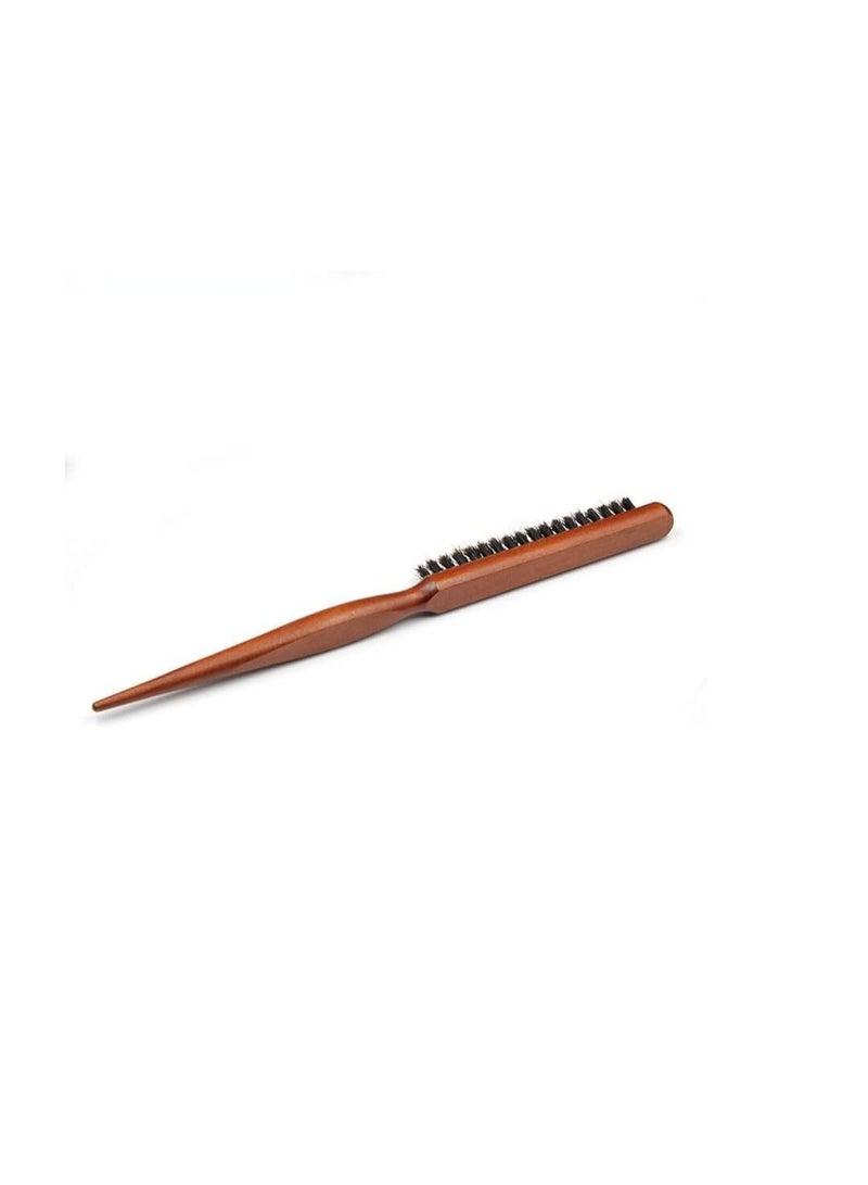 فرشاة شعر بمقبض خشبي للحلاقة، خشبية مضادة للتساقط، مستديرة للشعر، مشط شعر من النايلون بشعيرات - Image 2