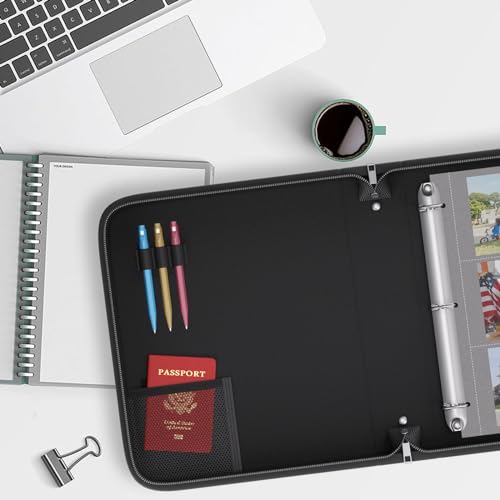 ZOOPIP Fireproof 3 Ring Binder with Zipper, 2.5 Inch D Rings Hold up 650 Sheets of 8.5" x 11" (A4), Compatible with Clear Page Protectors, Built-in net and Pen Holder (1 Pcs, Black, 2.5") - Image 5