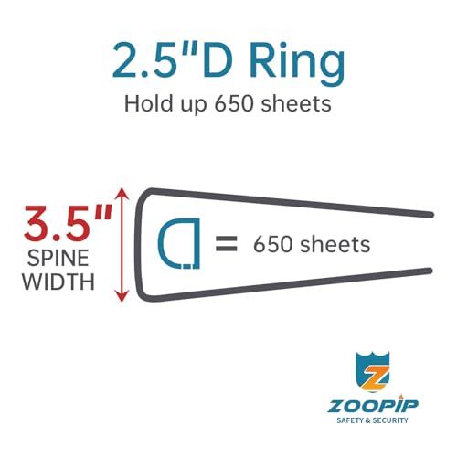 ZOOPIP Fireproof 3 Ring Binder with Zipper, 2.5 Inch D Rings Hold up 650 Sheets of 8.5" x 11" (A4), Compatible with Clear Page Protectors, Built-in net and Pen Holder (1 Pcs, Black, 2.5") - Image 3
