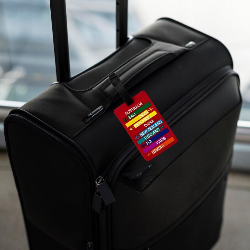 Eitheo بطاقات أمتعة للأطفال بطاقات أمتعة مع اسم وعنوان | بطاقات أمتعة سيليكون للحقائب، بطاقات لتحديد الحقائب/حقائب المدرسة ملونة متعددة (بطاقة الدولة) - Image 2