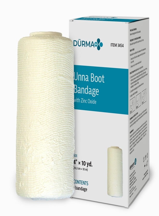 Dynarex Dürma+ Unna Boot Bandage with Zinc Oxide - Maintains Moist Environment and Provides Compression for Leg Ulcers, Edema, Sprains - 4" x 10 yds - Box of 1 Roll - Image 1