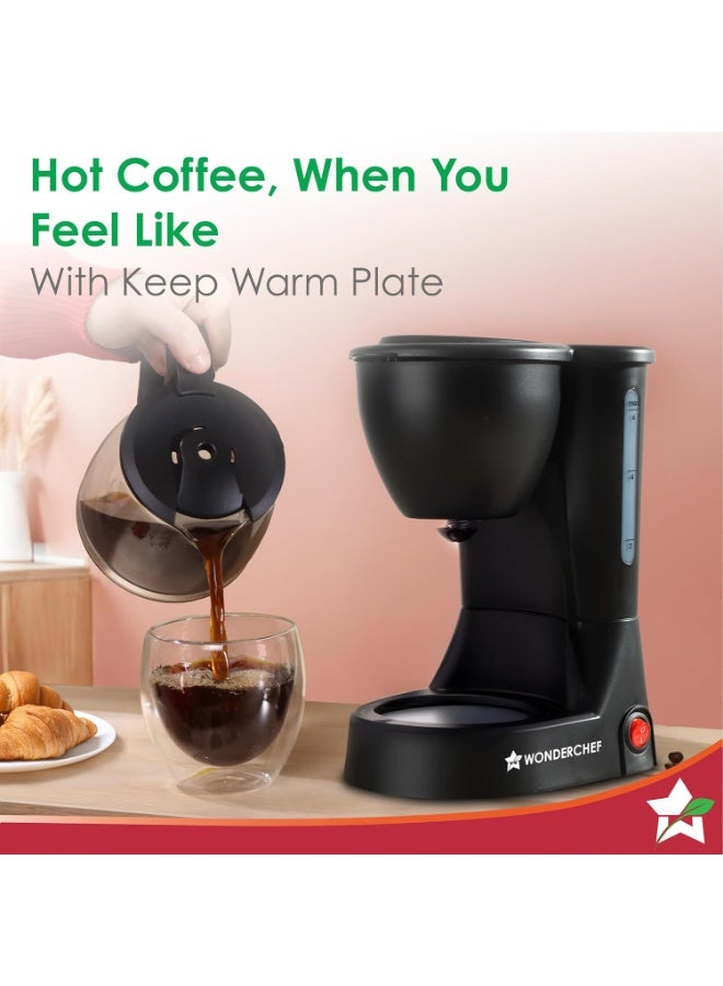 Wonderchef Swift Brew Coffee Machine for Home | 650W | Brew 6 Cups at a Time | Anti-Drip System | Keep Warm Plate | Borosilicate Glass Carafe | Compact Design | 2-Year Warranty - Image 2