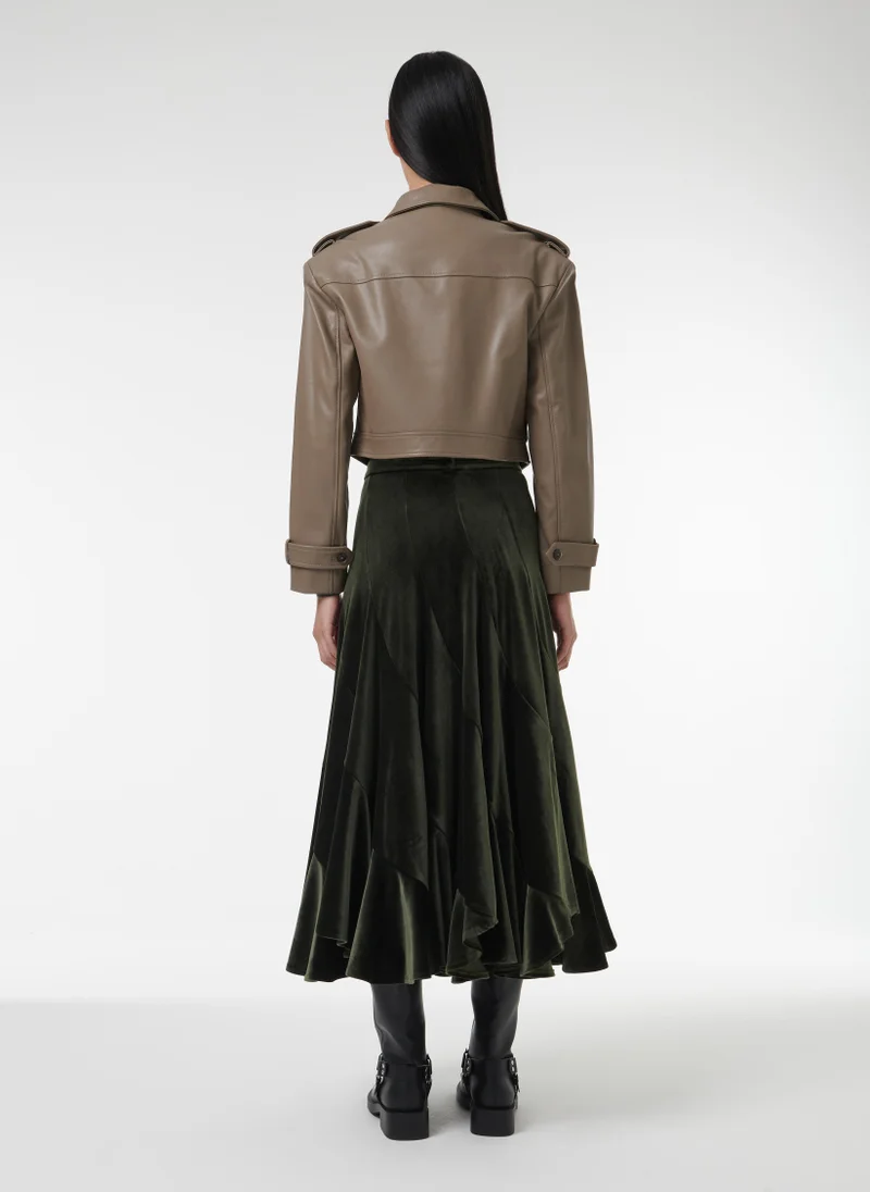 Leem  Faux Leather Cropped Biker Jacket for Women | Best Price UAE