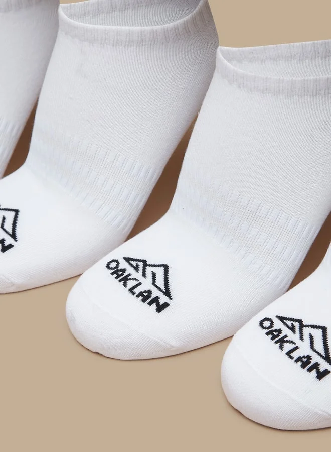 OAKLAN Men's Logo Print Ankle Length Sports Socks - Set of 5