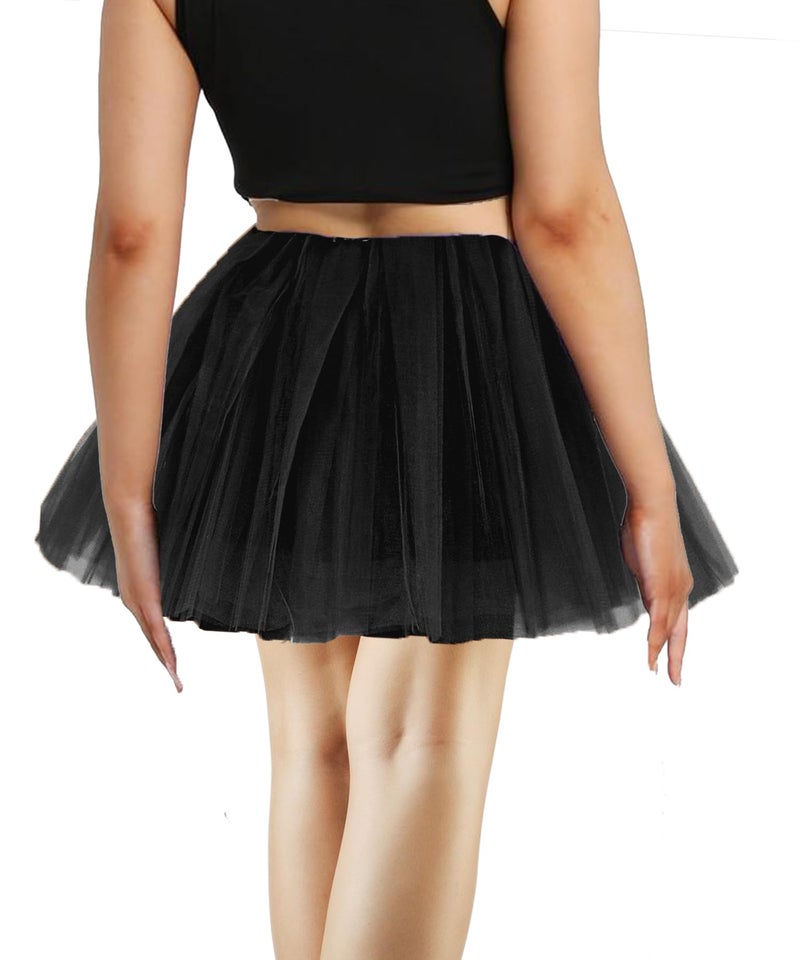 WINROLA Women's Black 4 Layered Tutu Skirt with Satin Lined Non-See-Through Dance Tutu for Teens, Adults & Halloween Costumes - Image 2