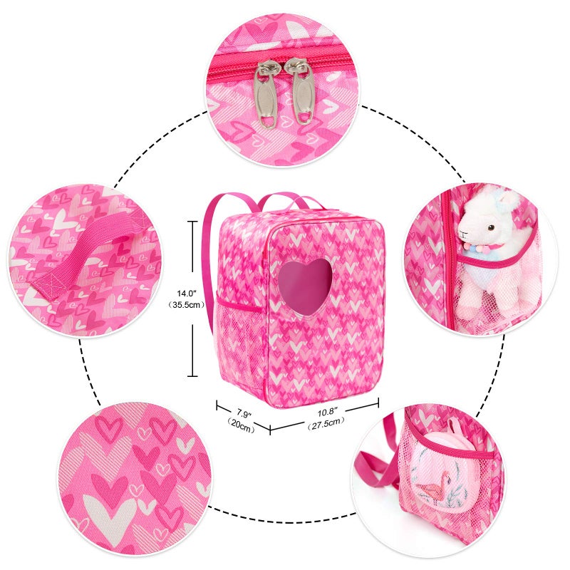 Ecore Fun 18 Inch Girl Doll Carrier Bag with Clothes and Accessories, Including Dress, White Cloth Shoes, Doll Backpack, Sunglasses, Toy Lamb - Image 3