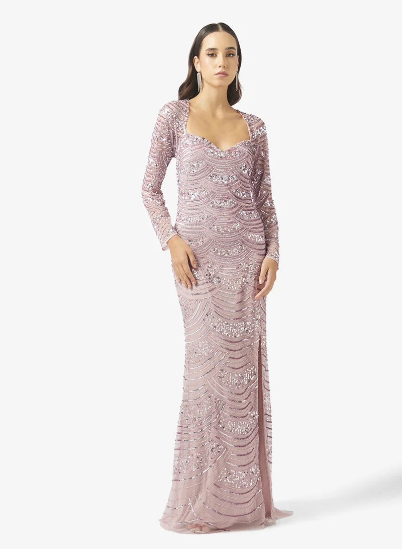 Sweetheart Neckline Beaded Embellished Gown