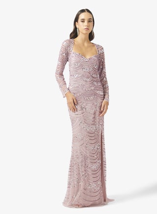namshi evening dresses Tadashi Shoji Sagamore Ribbon Flower Embellished Gown