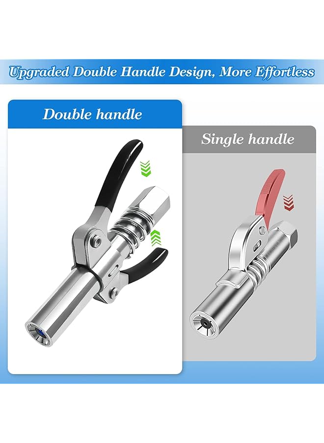 Generic Grease Gun Coupler Grease Fitting Coupler, Quick Release Lock-On Grease Gun Coupler High Pressure Manual Grease Gun Coupler With 11.8 Hose Compatible With All Grease Guns 1/8" Npt Grease Gun Fitting  - Image 4