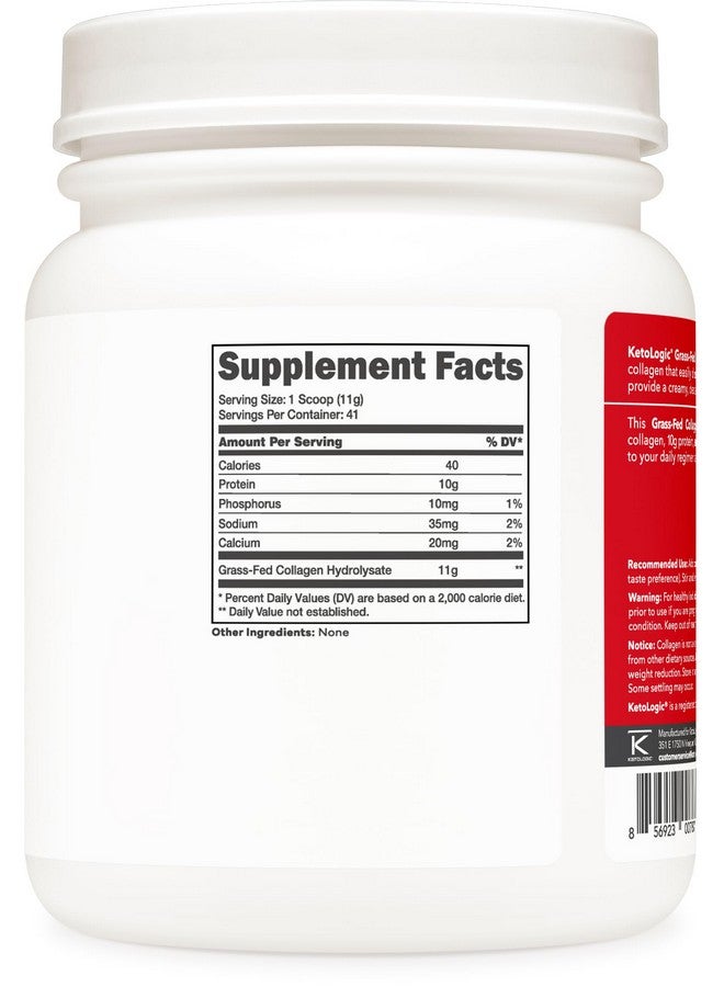 Ketologic Grass Fed Collagen Hydrolysate Powder (Unflavored) (1 LB) - 41 Servings, 11 G Collagen Per Serving, 10 G Protein Per Serving - Grass-fed Collagen Peptides - Image 4