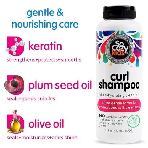 SO COZY SoCozy Curl Shampoo | For Kids Hair | Ultra-Hydrating Cleanser | No Parabens, Sulfates, Synthetic Colors or Dyes, Sweet-Crème, 10.5 Fl Oz - Image 3