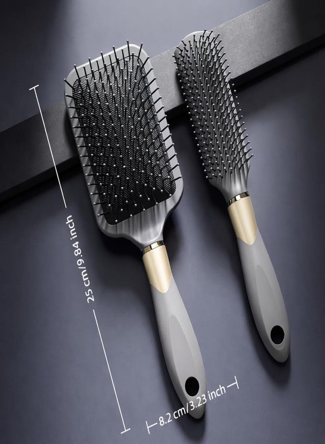RNAZLIS 2 pcs Hair Brush for Women & Men Wide Paddle Detangling Brush Anti Static Wet Dry Styling Scalp Massage Frizz Control Thick & Long Hair Professional Salon Hair Tool (Grey Gold) - Image 3