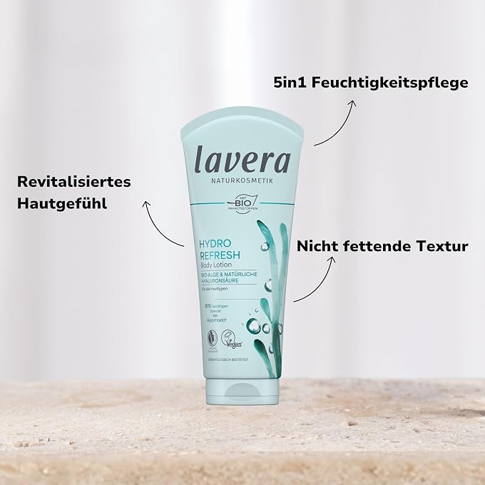 lavera Hydro Refresh Body Lotion - Moisturises 48 Hours - for Dry Skin - Refreshing - Vegan - Natural Cosmetics - 200 ml - Image 3