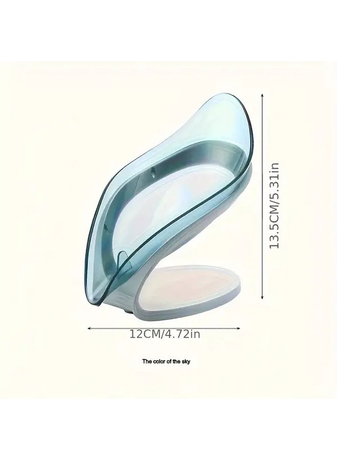 Blue Leaf Shape No Drill Suction Cup Soap Holder For Shower Sink - Image 3