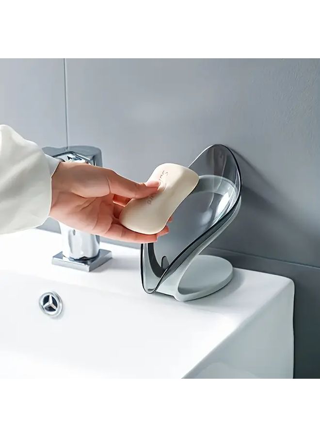 Blue Leaf Shape No Drill Suction Cup Soap Holder For Shower Sink - Image 1