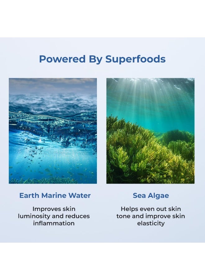 طبيعي سيروم أكوا لترطيب الوجه بمياه الأرض البحرية والطحالب البحرية وحمض الهيالورونيك | يحبس الترطيب | ينعش البشرة الباهتة | خالي من البارابين والزيوت المعدنية | 30 مل - Image 3