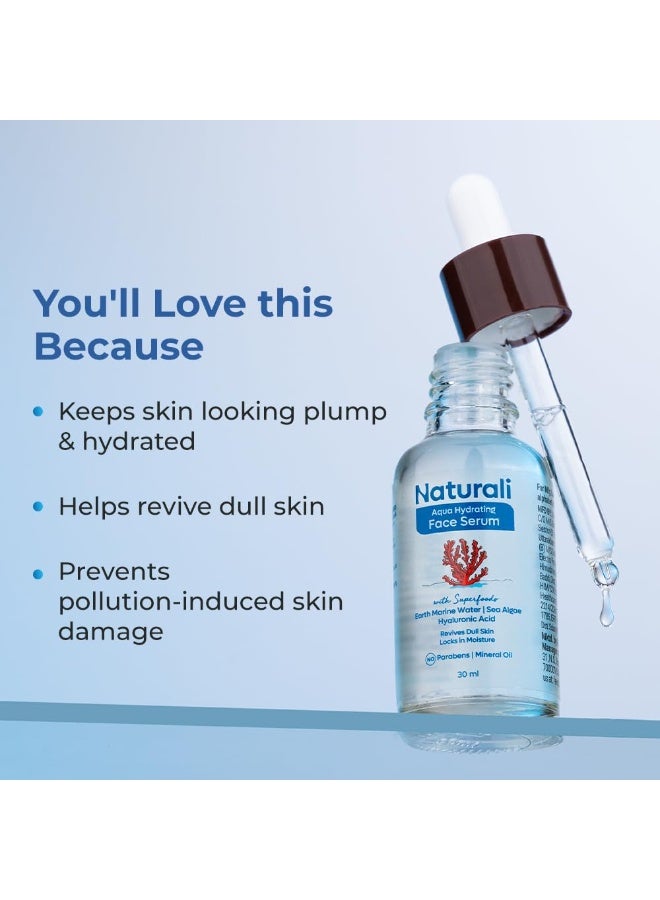 طبيعي سيروم أكوا لترطيب الوجه بمياه الأرض البحرية والطحالب البحرية وحمض الهيالورونيك | يحبس الترطيب | ينعش البشرة الباهتة | خالي من البارابين والزيوت المعدنية | 30 مل - Image 2