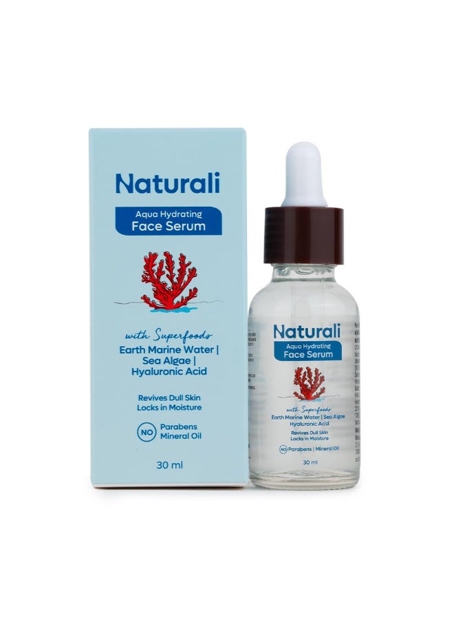 طبيعي سيروم أكوا لترطيب الوجه بمياه الأرض البحرية والطحالب البحرية وحمض الهيالورونيك | يحبس الترطيب | ينعش البشرة الباهتة | خالي من البارابين والزيوت المعدنية | 30 مل - Image 1