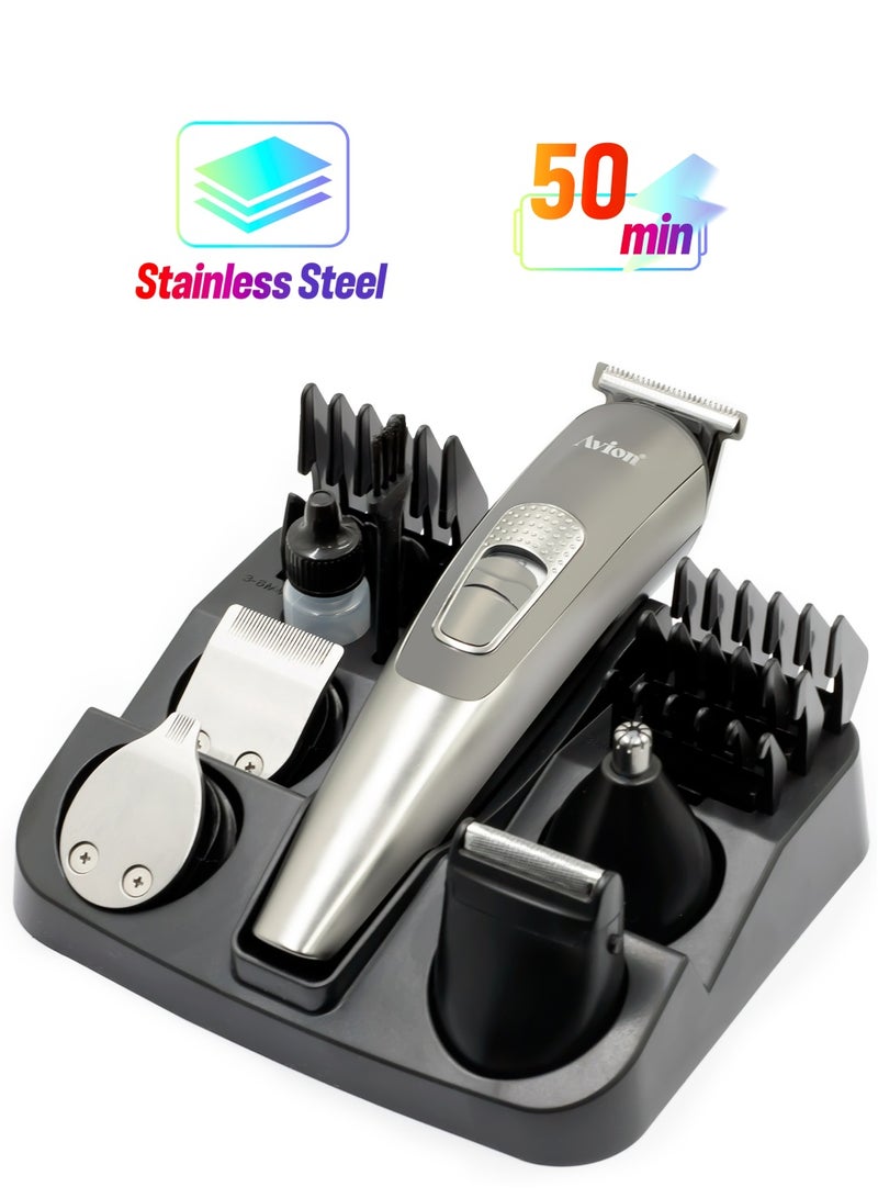 Avion 11 In 1 Professional Grooming Kit | Beard Hair & Body With 11 Attachments | Including Nose Trimmer | Self-Sharpening Metal Blades | 0.2 Mm Shortest Cutting Length | 50 Min - Image 1