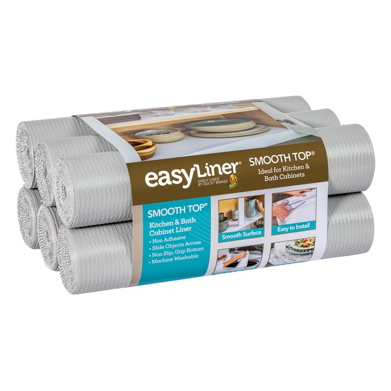 Duck Smooth Top EasyLiner for Cabinets  Drawers  Easy to Install  Cut to Fit  Shelf Paper  Drawer Liner Non Adhesive  Non Slip Shelf Liner for Kitchen Pantry  12 Inch Width  60 Total Feet  Gray