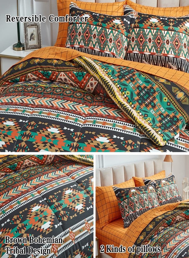 Flysheep Boho Bed in a Bag 6 Pieces Twin for Kids, Southwestern Bohemian Tribal Striped Printed, Reversible Bed Comforter Set (1 Comforter, 1 Flat Sheet, 1 Fitted Sheet, 2 Pillow Shams, 1 Pillowcase) - Image 4