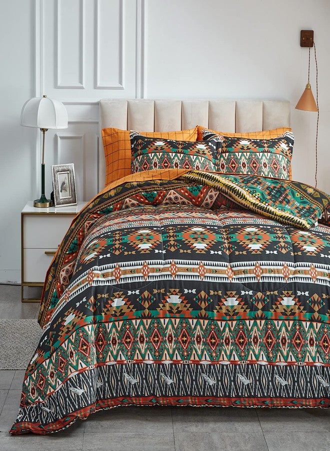 Flysheep Boho Bed in a Bag 6 Pieces Twin for Kids, Southwestern Bohemian Tribal Striped Printed, Reversible Bed Comforter Set (1 Comforter, 1 Flat Sheet, 1 Fitted Sheet, 2 Pillow Shams, 1 Pillowcase) - Image 1