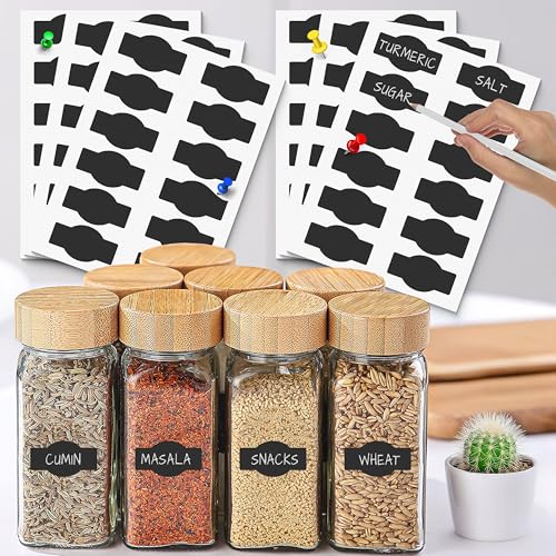 JUKR Self Adhesive (72 PCS) Chalkboard Water and Oil Proof Kitchen Reusable Pantry Stickers for Storage Containers Mason Spice Masala Jars Glass Bottles, Pantry Organizer Name Labels with Pencil - Image 1