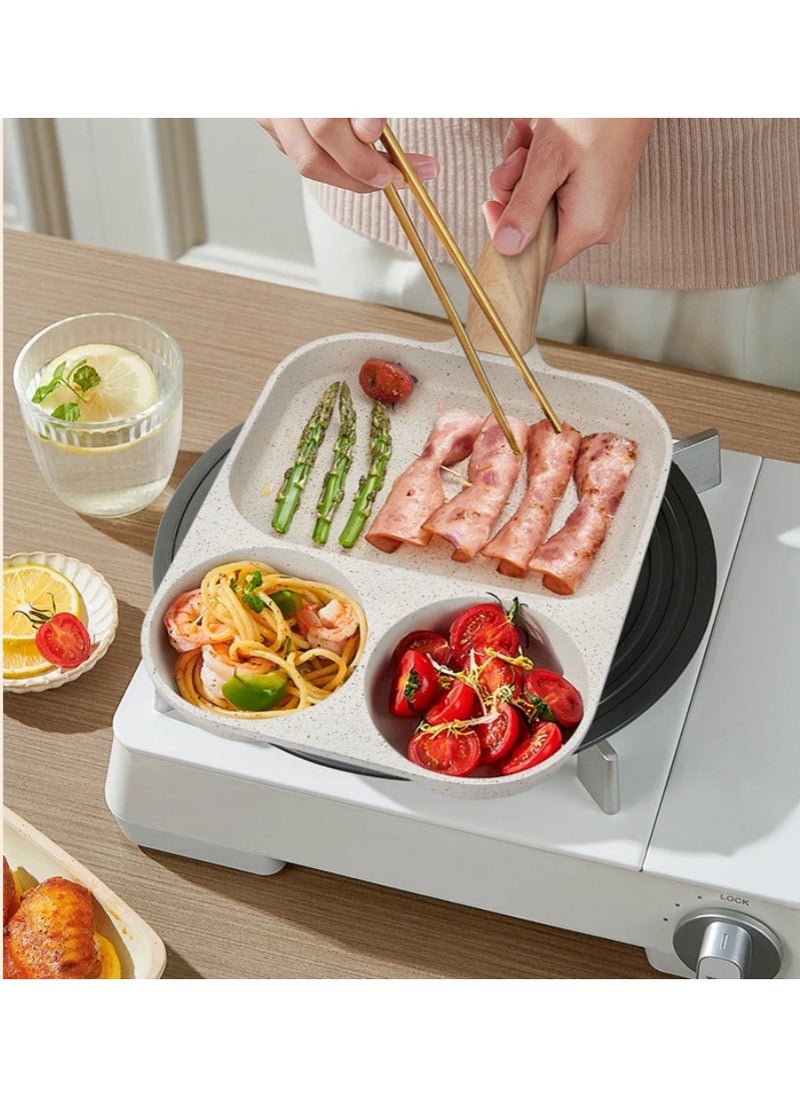 Generic - Detachable Flat-Bottomed Pan, Non-Stick Stove Baking Tray, Three-In-One Breakfast Pan, Egg Frying Pan, Steak Frying Pan With Detachable Handle, Suitable For Gas Stoves, Induction Cookers, Etc. - Image 1