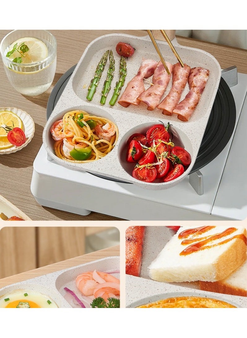 Generic - Detachable Flat-Bottomed Pan, Non-Stick Stove Baking Tray, Three-In-One Breakfast Pan, Egg Frying Pan, Steak Frying Pan With Detachable Handle, Suitable For Gas Stoves, Induction Cookers, Etc. - Image 1