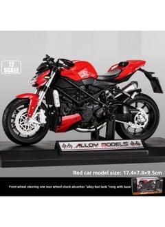 Simulation Alloy Motorcycle Model Locomotive Toy Car Desktop Baking Cake Ornaments Hobby Collection Gift-Color:Large HX793 Red Motorcycle Model 1:12 Window Box Base