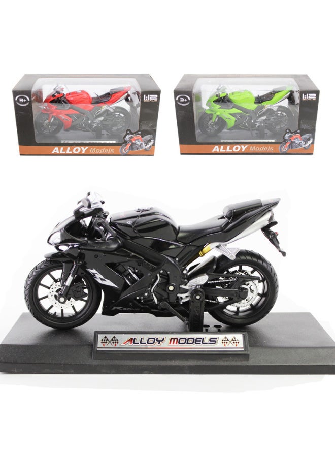 Generic Simulation Alloy Motorcycle Model Locomotive Toy Car Desktop Baking Cake Ornaments Hobby Collection Gift-Color:Large HX793 Red Motorcycle Model 1:12 Window Box Base  - Image 3