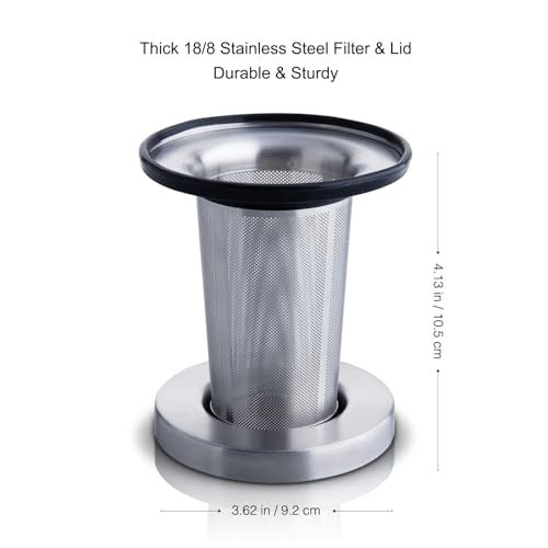 SADOMAIN Glass Tea Cup with Infuser and Lid, Tea Infuser Mug in 12 OZ/350ML, Heat-Proof Double Wall Glass Tea Cup, 100% Plastic-Free Tea Mug with Lid and Strainer, Keeps Drinks Hot/Cold Longer Time - Image 2