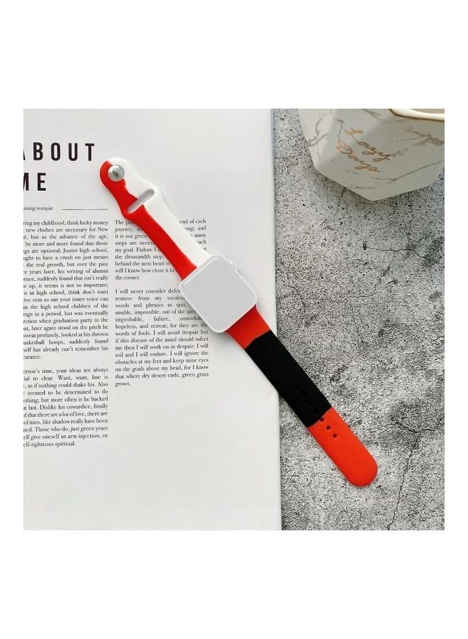 NIBEMINENT Silicone Colour Matching Replacement Watchbands For Apple Watch Series 7/6/SE/5/4/3/2/1 41/40/38mm Red/White/Black - Image 1