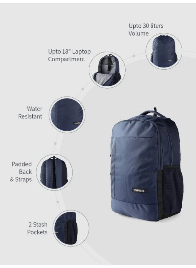 TEAKWOOD NAVY Teakwood Unisex Navy 18 " Water-Resistant Laptop Backpack  | Best Price UAE