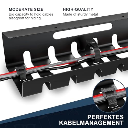 OFIFO® Under Desk Cable Management Tray (1 Pcs), Organizer for Office and Home Power Outlets, Extension Cords and Charging Cables, Multi-Slot Design, Contains 10 Cable Ties, 40x10.5 x 8 cm - Image 5