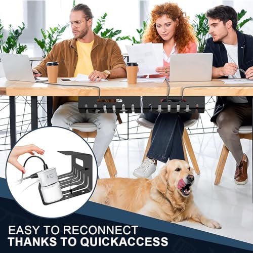 OFIFO® Under Desk Cable Management Tray (1 Pcs), Organizer for Office and Home Power Outlets, Extension Cords and Charging Cables, Multi-Slot Design, Contains 10 Cable Ties, 40x10.5 x 8 cm - Image 4