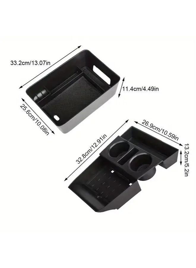 Center Console Organizer with Dual Cup Holders and Storage Tray for Car Black Water Cup Holder - Image 2