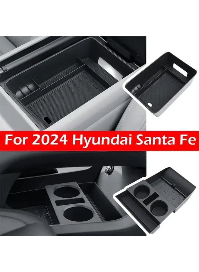 Center Console Organizer with Dual Cup Holders and Storage Tray for Car Black Water Cup Holder - Image 1