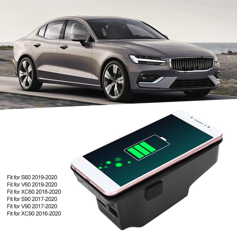klarako Wireless Charger, 15W Car Wireless Phone Charger Quick Charging Plate Induction Pad Inductive Charger Fit for S60 V60 XC60 S90 V90 XC90 - Image 5