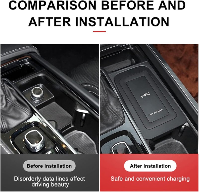 klarako Wireless Charger, 15W Car Wireless Phone Charger Quick Charging Plate Induction Pad Inductive Charger Fit for S60 V60 XC60 S90 V90 XC90 - Image 2