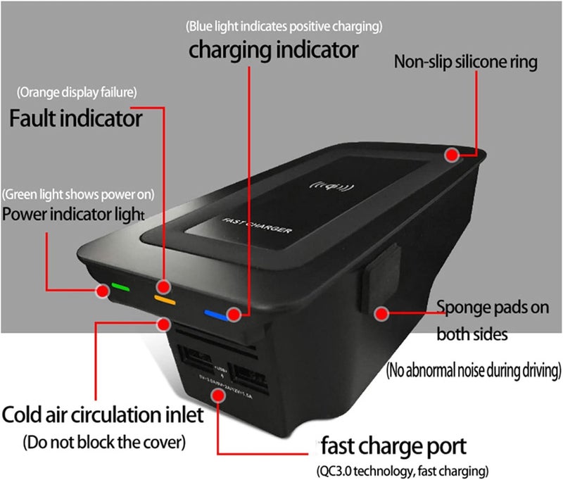 klarako Wireless Charger, 15W Car Wireless Phone Charger Quick Charging Plate Induction Pad Inductive Charger Fit for S60 V60 XC60 S90 V90 XC90 - Image 3