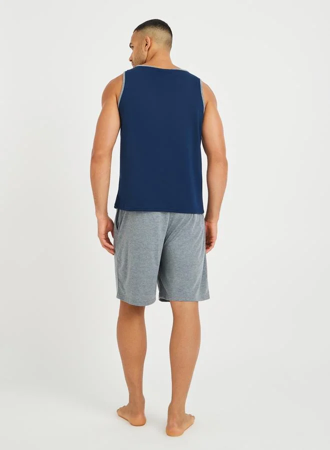 Styli Styli Solid Regular Fit Tank and Shorts Set