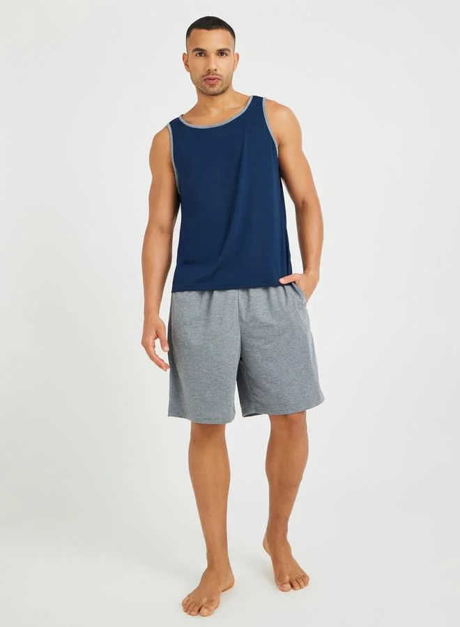 Styli Styli Solid Regular Fit Tank and Shorts Set