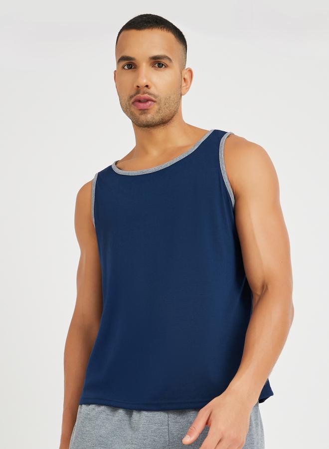 Styli Solid Regular Fit Tank and Shorts Set - Image 2
