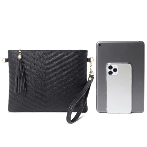 CYHTWSDJ Trendy Vegan Leather Shoulder Purses, Clutch Wallet with Wristlet Strap,Small tassel Crossbody Bags for Women (Black) - Image 4