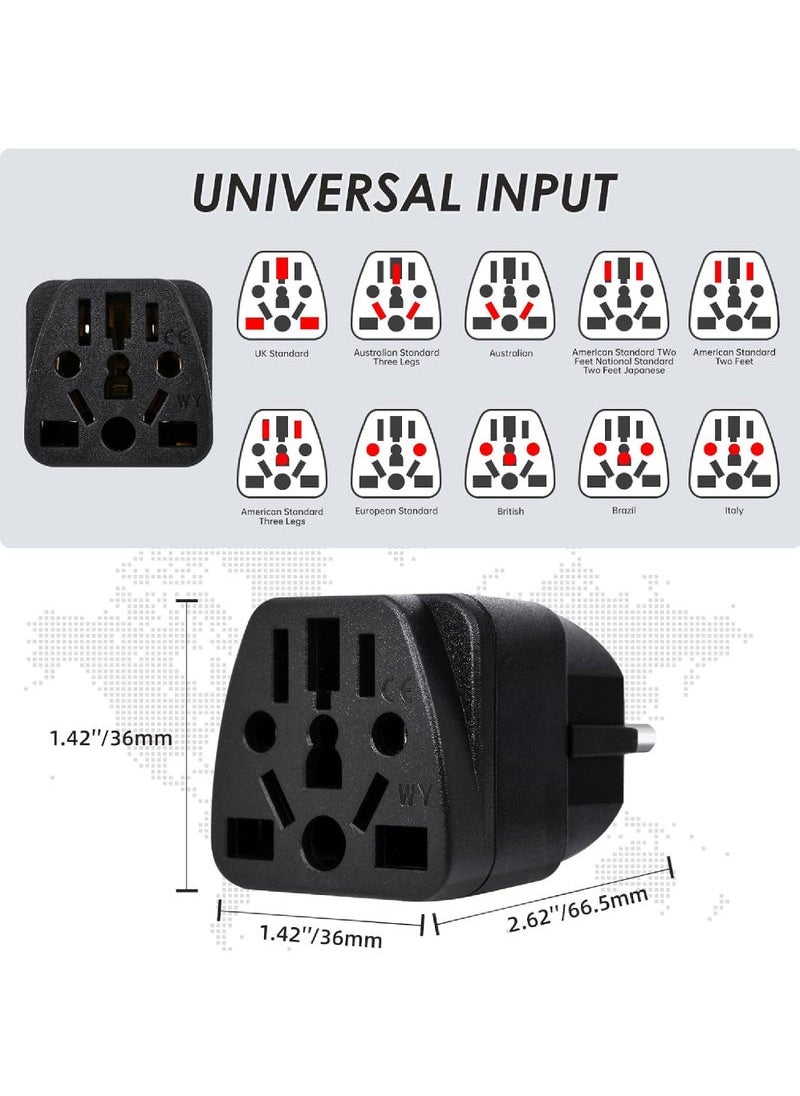 Captaintech Universal EU Travel Adapter (Type E/F) – Worldwide Compatibility for US/UK/AU/CN/JP Plugs – Safe Charging for All Devices – Sleek Black (1-Pack)  - Image 4