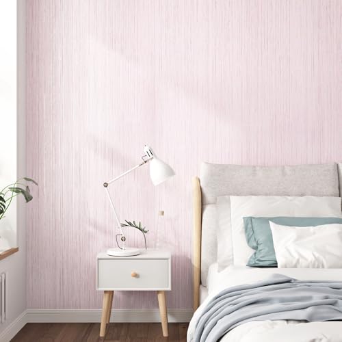 WESTICK Pink Grasscloth Wallpaper for Girls Bedroom Romantic Textured Peel and Stick Wallpaper Removable Thick Pink Contact Paper for Living Room TV Background Accent Wall Bedroom Cabinets 78x158 in - Image 1