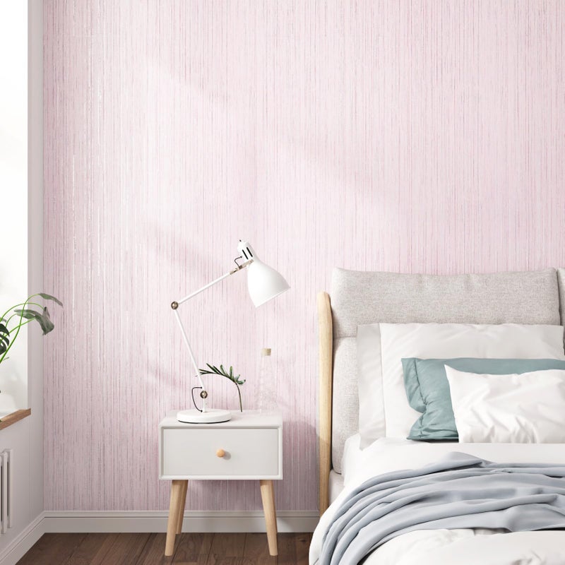 WESTICK Pink Grasscloth Wallpaper for Girls Bedroom Romantic Textured Peel and Stick Wallpaper Removable Thick Pink Contact Paper for Living Room TV Background Accent Wall Bedroom Cabinets 78x158 in - Image 2