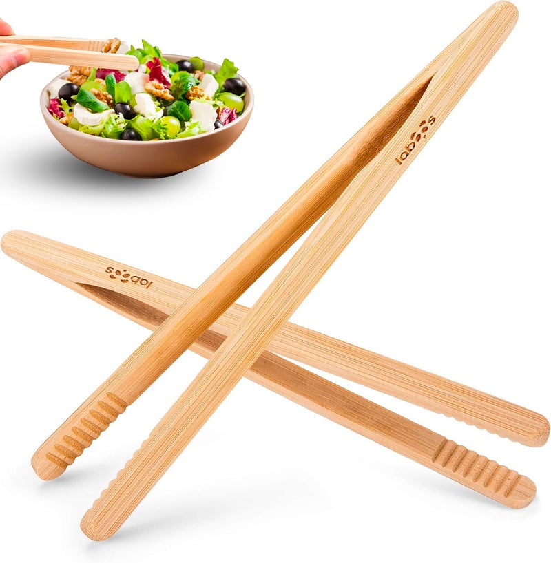 laboos 2-Pack Bamboo Toast Tongs 8.7â€ â€“ Natural Bamboo Tongs for Toaster, Oven, Air Fryer, Pickles, Snacks â€“ Heat-Resistant, Food Safe, Easy to Use â€“ by Laboos - Image 1