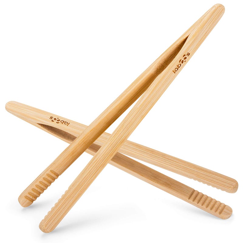 laboos 2-Pack Bamboo Toast Tongs 8.7â€ â€“ Natural Bamboo Tongs for Toaster, Oven, Air Fryer, Pickles, Snacks â€“ Heat-Resistant, Food Safe, Easy to Use â€“ by Laboos - Image 2